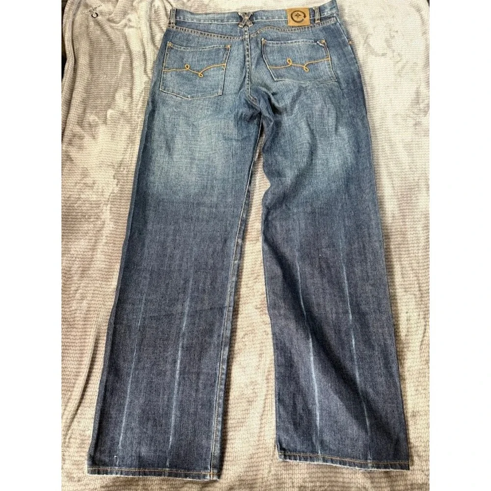 Lifted Research Group Mens‎ Blue Jeans Denim Medium Wash Embroidered 36x34 Y2K